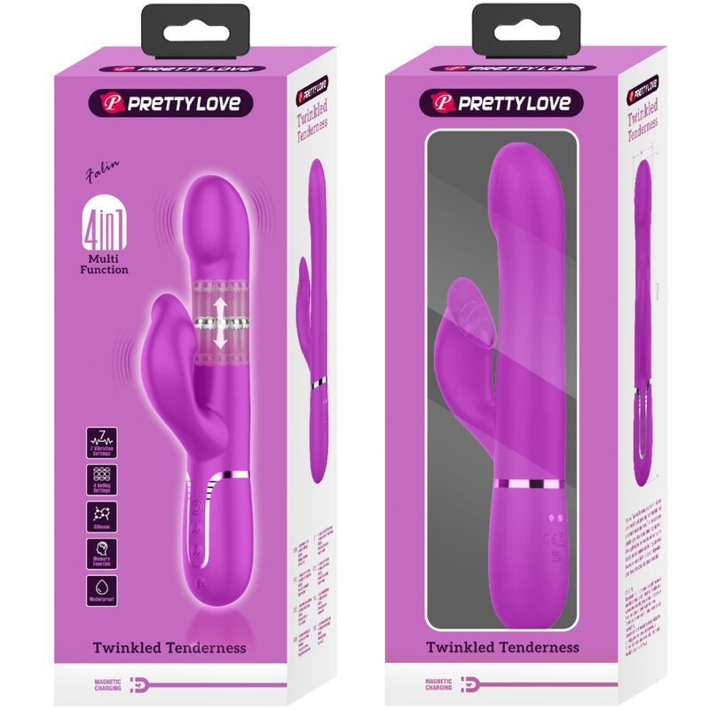 PRETTY LOVE - KANINCHEN-VIBRATOR MIT VIOLETTEN PERLEN