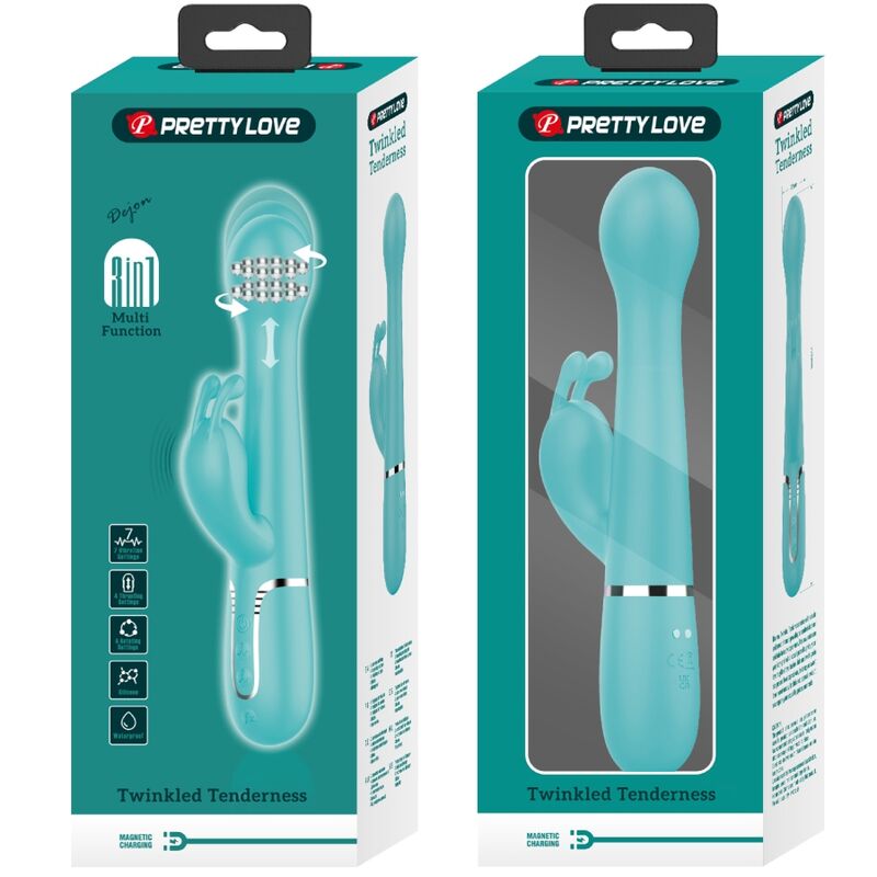 PRETTY LOVE - VIBRATOR DEJON RABBIT 3 IN 1 MULTIFUNKTIONAL WASSERGRÜN