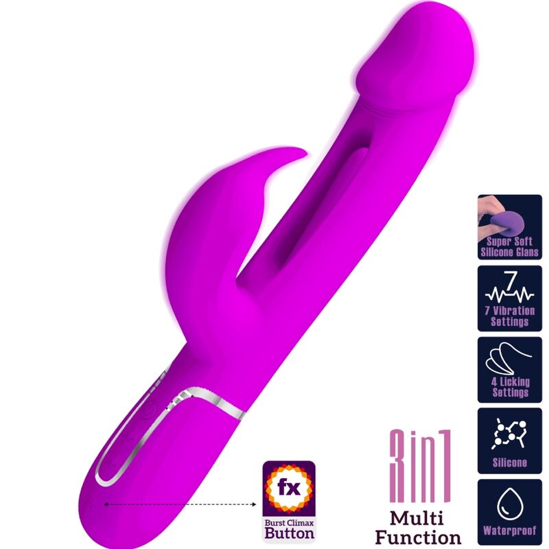 PRETTY LOVE - DEJON RABBIT 3-IN-1 MULTIFUNKTIONSVIBRATOR FUCHSIA