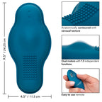CALEXOTICS - RIDER MASSAGER DOUBLE MOTEUR TÉLÉCOMMANDE BLEU