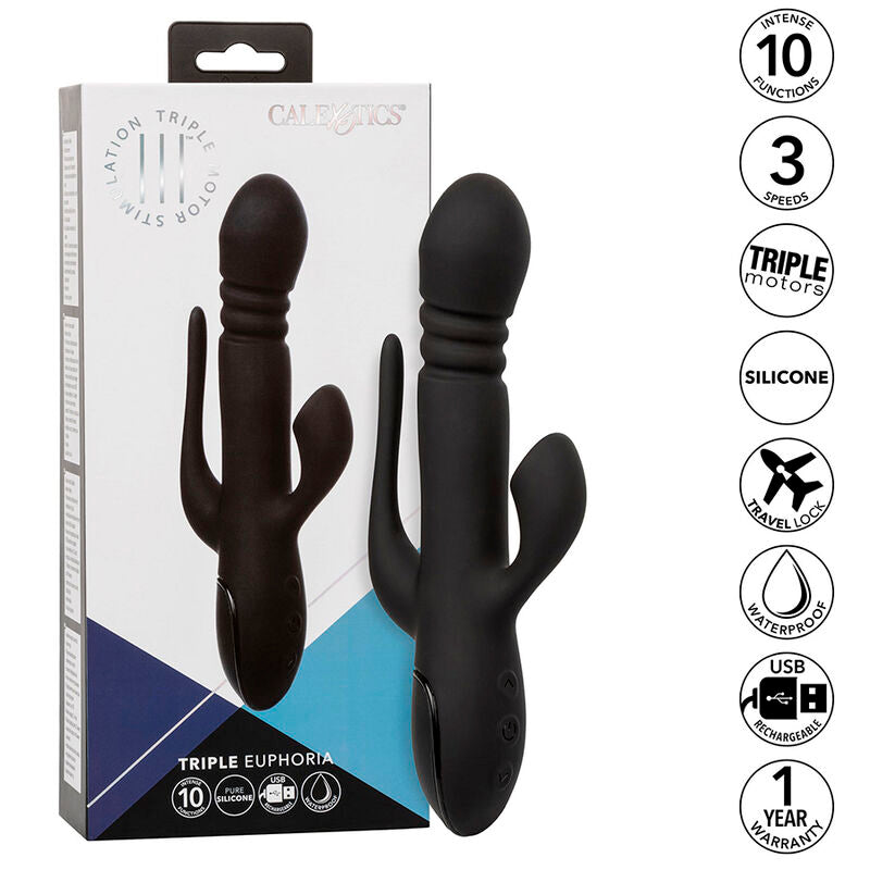 CALEXOTICS - DREIFACHER EUPHORIA-VIBRATOR SCHWARZ