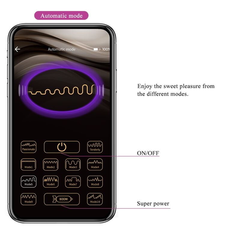PRETTY LOVE - FISHERMAN EIERVIBRATOR APP-GESTEUERT LILA