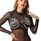 SUBBLIME - HARNESS-BH UND HALSBAND MIT KETTE GRÖSSE S EINHEITSGRÖSSE