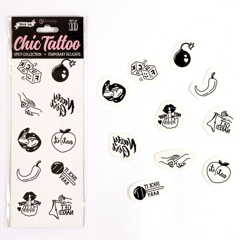 SECRET PLAY - PACK MIT 10 TEMPORÄREN TATTOOS SPICY COLLECTION