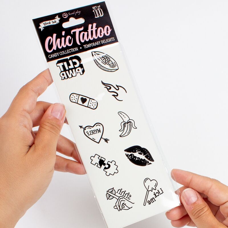 SECRET PLAY - SET AUS 10 TEMPORÄREN TATTOOS CANDY COLLECTION