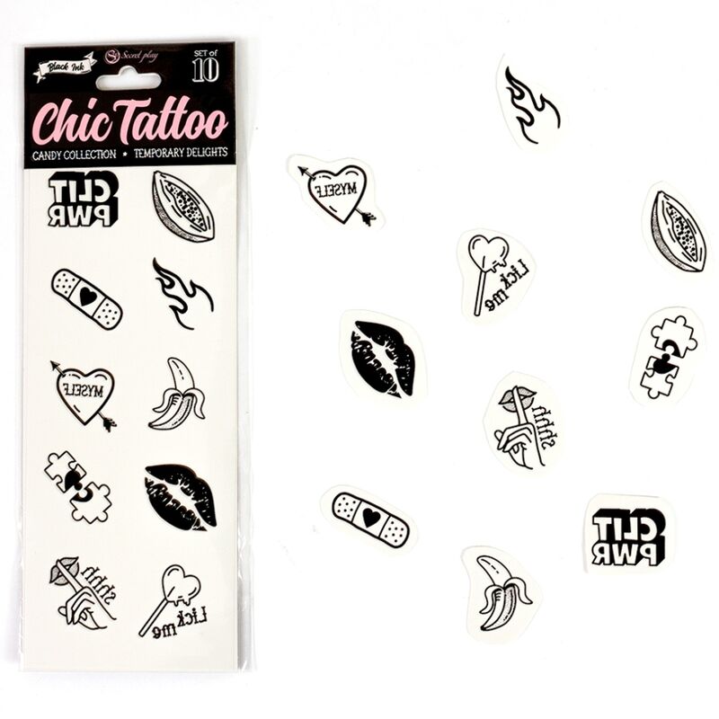 SECRET PLAY - SET AUS 10 TEMPORÄREN TATTOOS CANDY COLLECTION