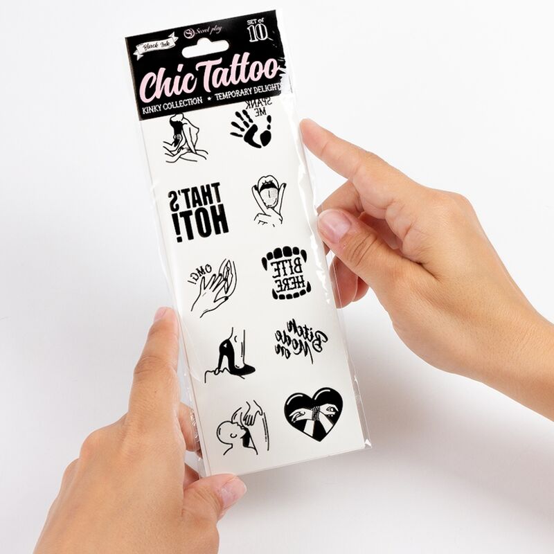 SECRET PLAY - SET AUS 10 TEMPORÄREN KINKY-TATTOOS KOLLEKTION