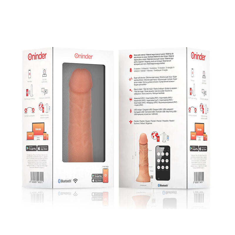 ONINDER – GROSSER BOGOTÁ VIBRATOR 9 GESCHWINDIGKEITEN NATÜRLICH 22 CM – Ø 4,5 CM – GRATIS-APP