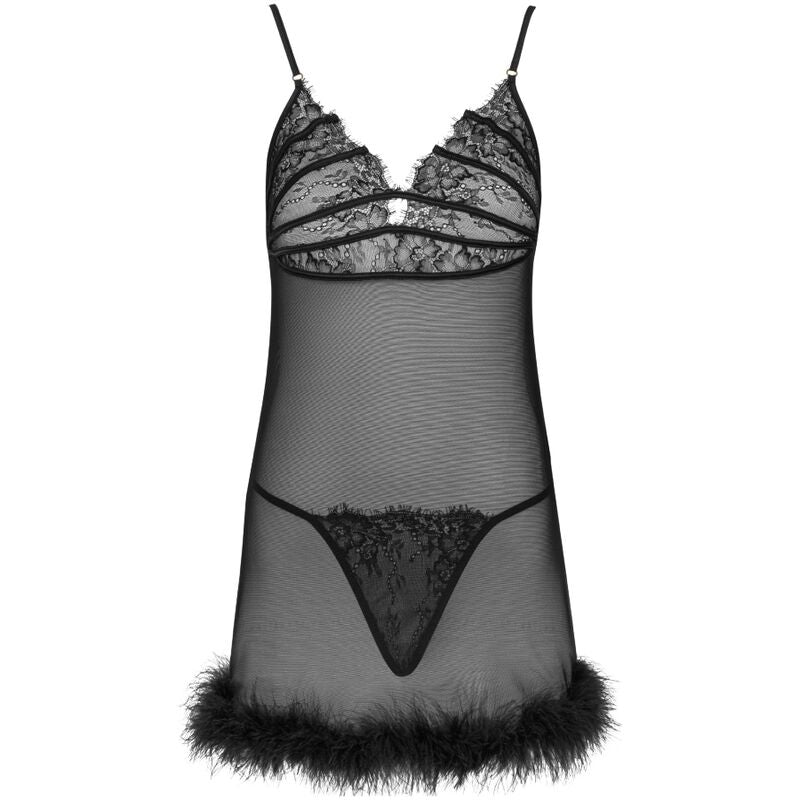 LIVCO CORSETTI FASHION - ZERUNAM SET BABYDOLL + TANGA NEGRO