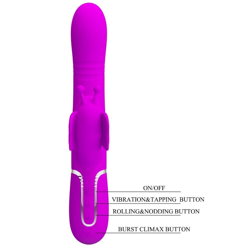 PRETTY LOVE - MULTIFUNKTIONS-VIBRATOR HASE 4-IN-1 SCHMETTERLING FUCHSIA
