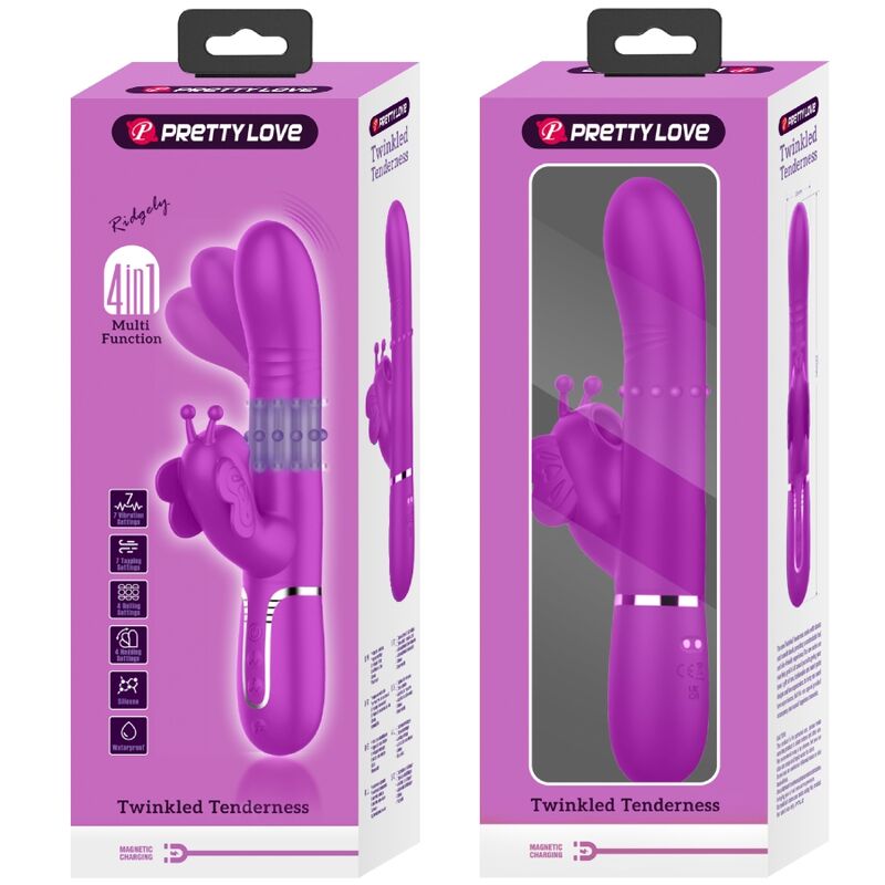 PRETTY LOVE - MULTIFUNKTIONS-VIBRATOR HASE 4-IN-1 SCHMETTERLING FUCHSIA