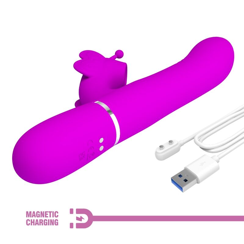 PRETTY LOVE - MULTIFUNKTIONS-VIBRATOR HASE 4-IN-1 SCHMETTERLING FUCHSIA