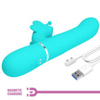 PRETTY LOVE - MULTIFUNKTIONS-KANINCHENVIBRATOR 4-IN-1 SCHMETTERLING AQUA GRÜN