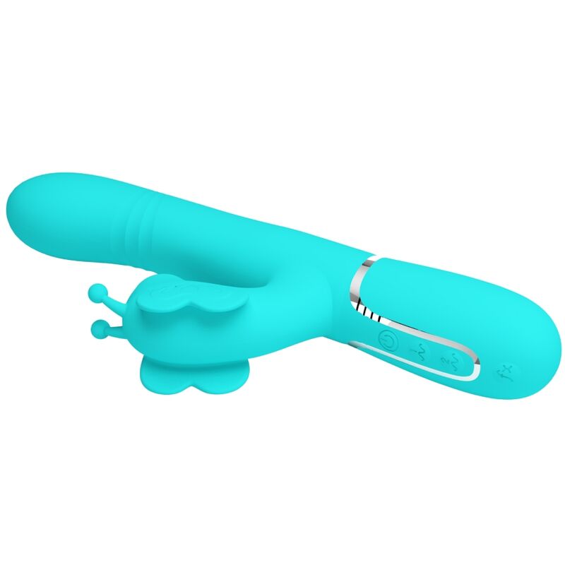 PRETTY LOVE - MULTIFUNKTIONS-KANINCHENVIBRATOR 4-IN-1 SCHMETTERLING AQUA GRÜN