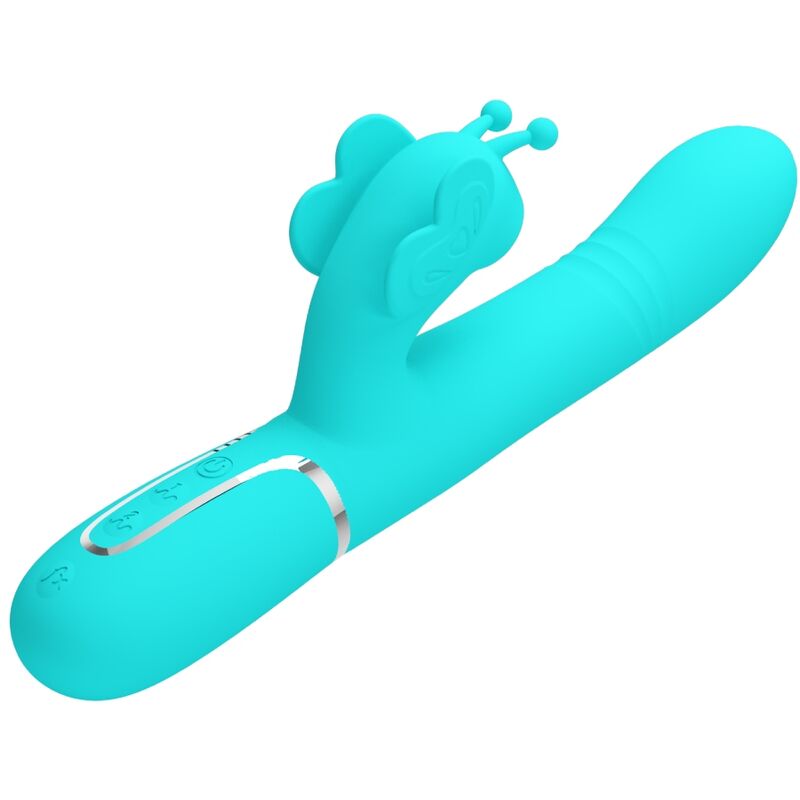 PRETTY LOVE - MULTIFUNKTIONS-KANINCHENVIBRATOR 4-IN-1 SCHMETTERLING AQUA GRÜN