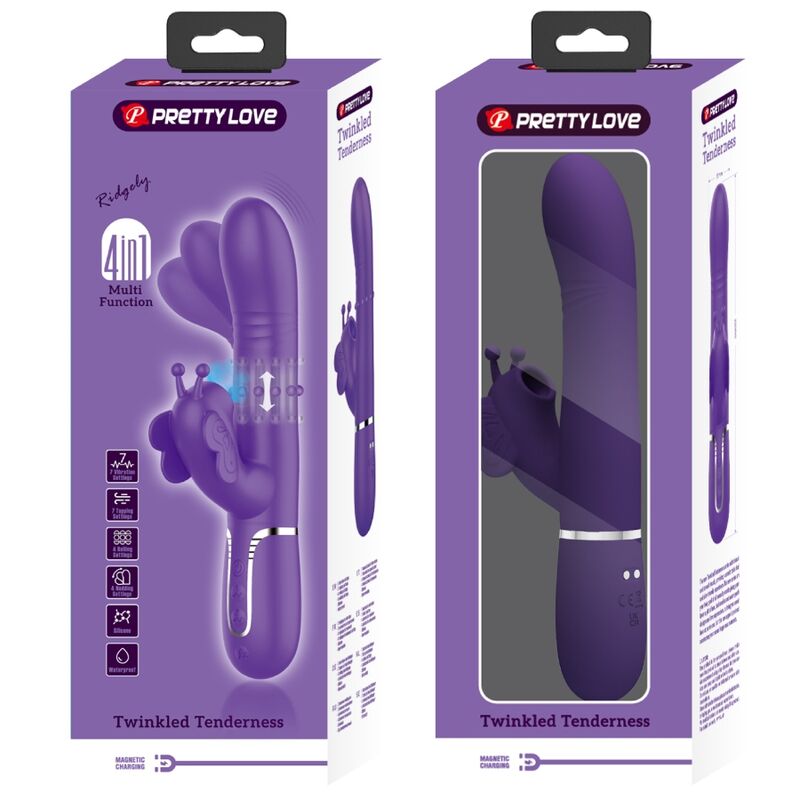 PRETTY LOVE - MULTIFUNKTIONS-KANINCHEN-VIBRATOR 4 IN 1 LILA SCHMETTERLING