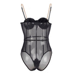 SUBBLIME - BODY MIT TRÄGERN, KETTE, SCHWARZ, S/M