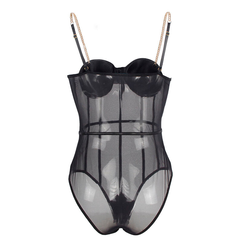SUBBLIME - BODY MIT TRÄGERN, KETTE, SCHWARZ, S/M