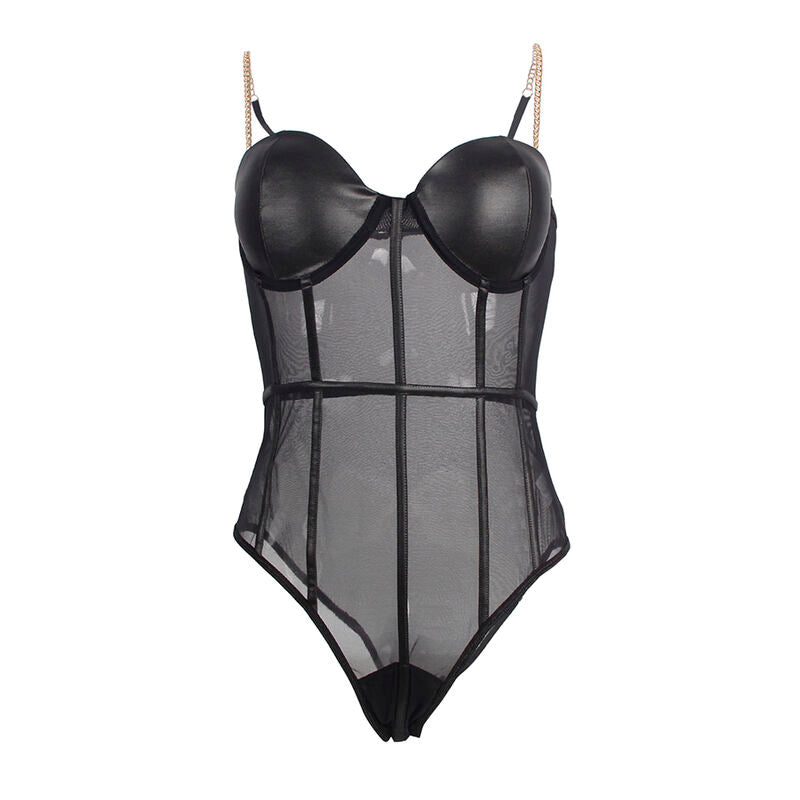 SUBBLIME - BODY MIT TRÄGERN, KETTE, SCHWARZ, S/M