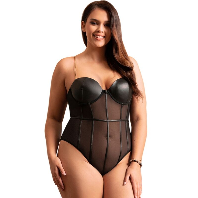 SUBBLIME - BODY MIT TRÄGERN, KETTE, SCHWARZ, S/M