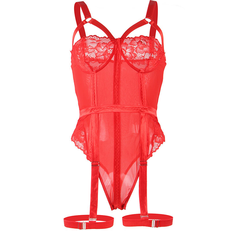 SUBBLIME - TEDDY MIT STRAFBAND UND ROTEN BRUSTRIEMCHEN S/M