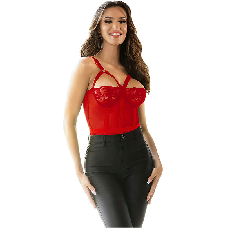 SUBBLIME - TEDDY MIT STRAFBAND UND ROTEN BRUSTRIEMCHEN S/M