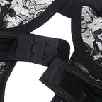 SUBBLIME - TEDDY MIT SPITZENDETAILS UND TRÄGERN SCHWARZ S/M