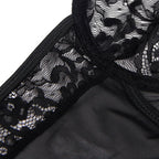 SUBBLIME - TEDDY MIT SPITZENDETAILS UND TRÄGERN SCHWARZ S/M