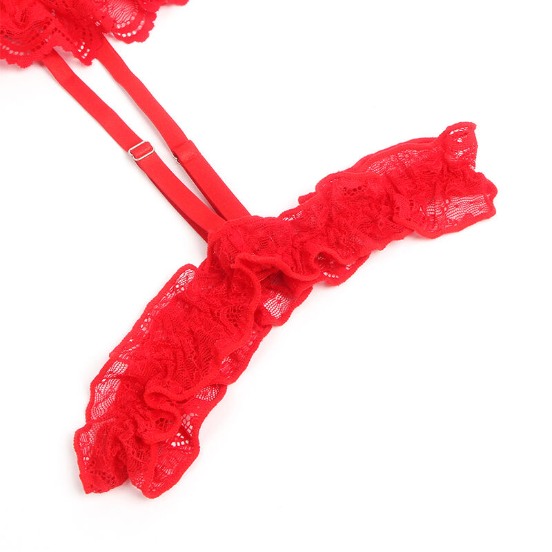 SUBBLIME - TEDDY MIT SPITZEN- UND TRÄGERDETAIL ROT S/M