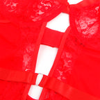 SUBBLIME - TEDDY MIT SPITZEN- UND TRÄGERDETAIL ROT S/M