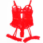 SUBBLIME - TEDDY MIT SPITZEN- UND TRÄGERDETAIL ROT S/M