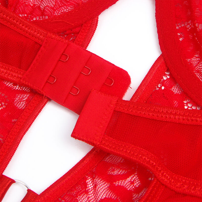 SUBBLIME - TEDDY MIT SPITZEN- UND TRÄGERDETAIL ROT S/M