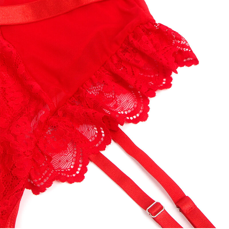 SUBBLIME - TEDDY MIT SPITZEN- UND TRÄGERDETAIL ROT S/M