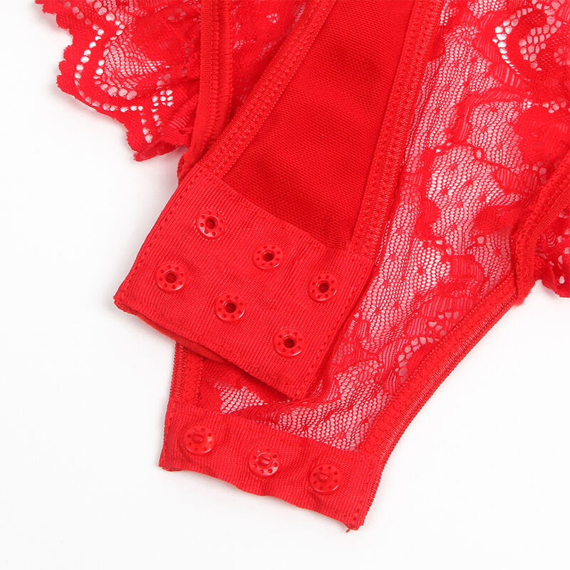 SUBBLIME - TEDDY MIT SPITZEN- UND TRÄGERDETAIL ROT S/M