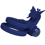 PRETTY LOVE - JAMELE DOUBLE ANNEAU AVEC VIBRATION & STIMULATEUR DE PAPILLON BLEU