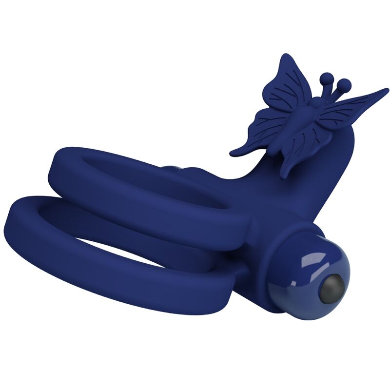 PRETTY LOVE - JAMELE DOPPELRING MIT VIBRATION & BLAUEM SCHMETTERLINGSSTIMULATOR