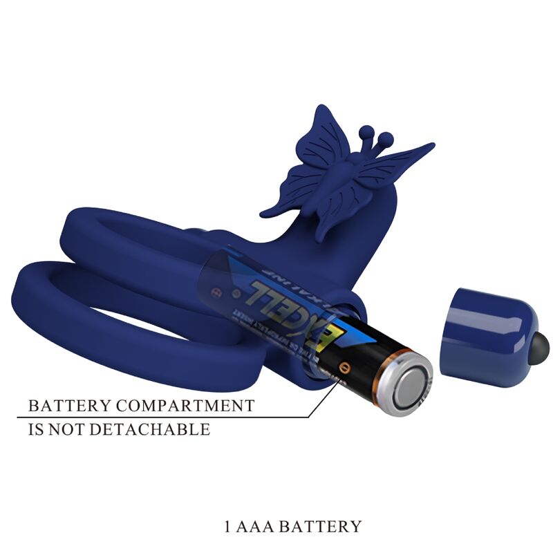 PRETTY LOVE - JAMELE DOPPELRING MIT VIBRATION & BLAUEM SCHMETTERLINGSSTIMULATOR
