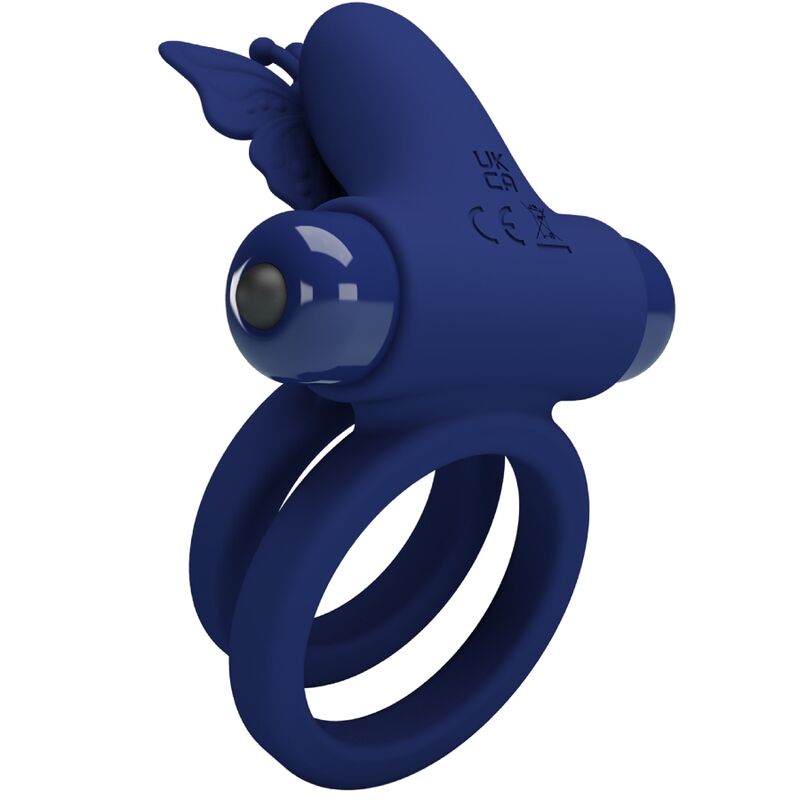 PRETTY LOVE - JAMELE DOPPELRING MIT VIBRATION & BLAUEM SCHMETTERLINGSSTIMULATOR