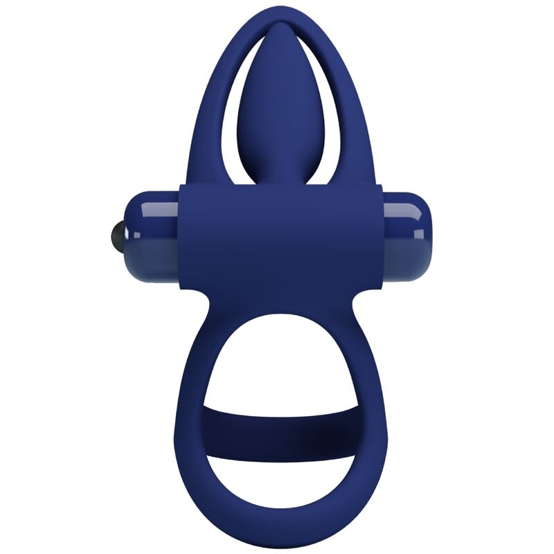 PRETTY LOVE – DOPPELRING MIT VIBRATION & STIMULATOR BLAU