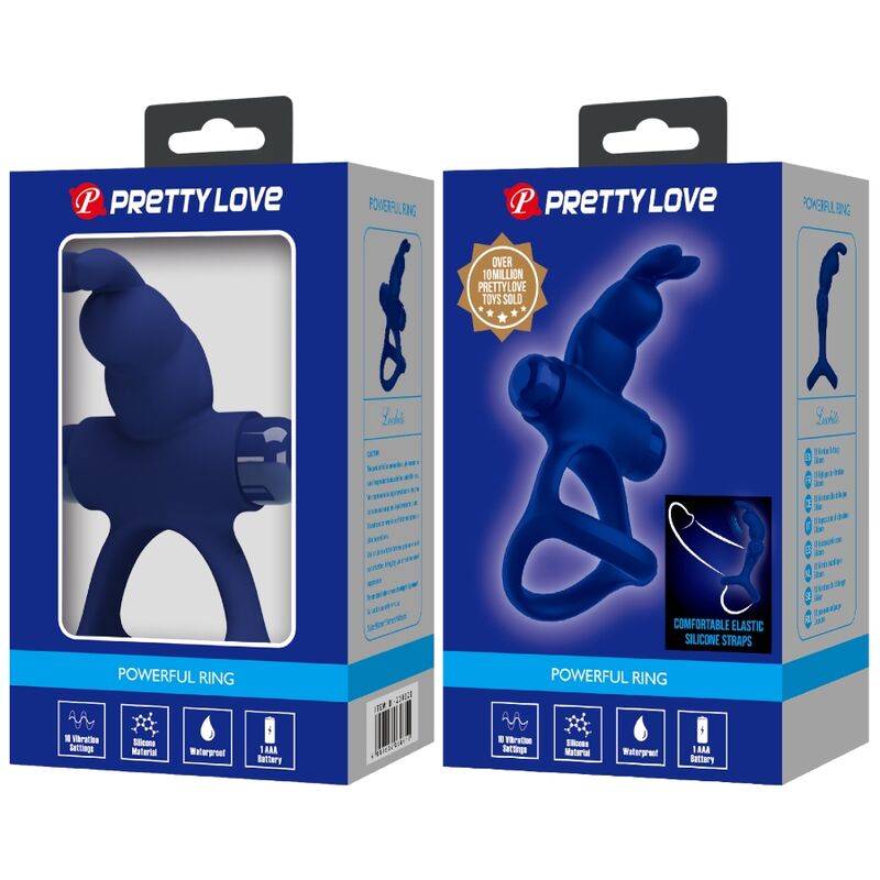 PRETTY LOVE - LUCHITO DOPPELRING-VIBRATOR HASE BLAU