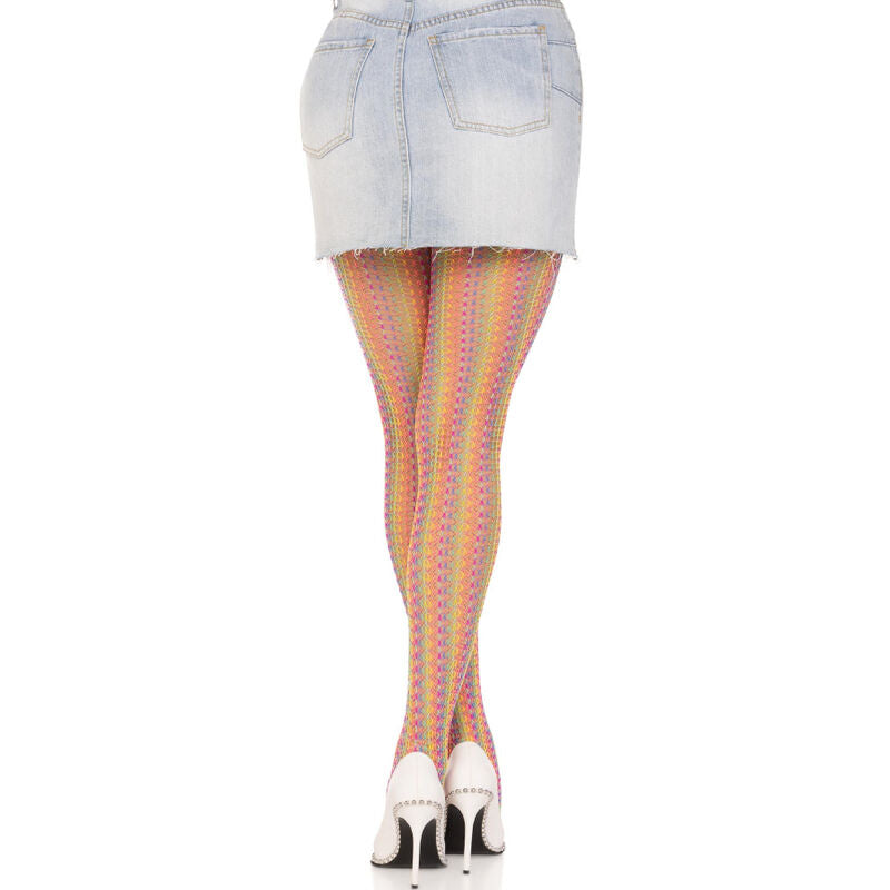 LEG AVENUE - GEHÄKELTE MULTICOLOR-STRÜMPFE