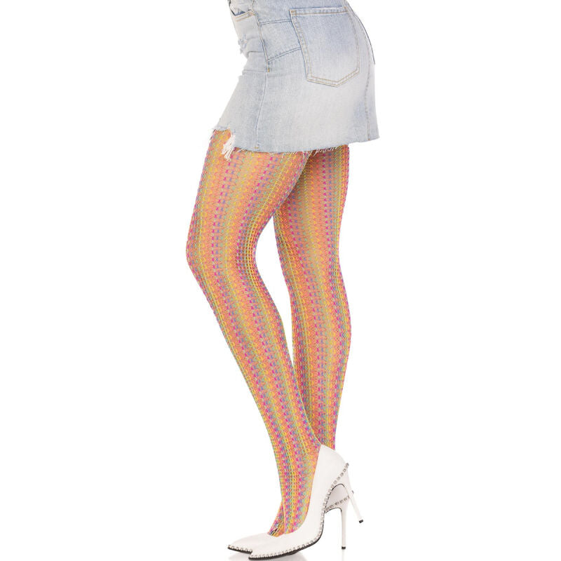LEG AVENUE - GEHÄKELTE MULTICOLOR-STRÜMPFE