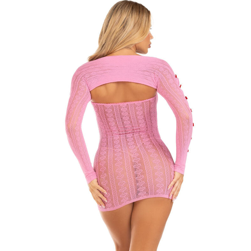 LEG AVENUE - ROSA KLEID HERZ & SCHLEIFEN ONE SIZE