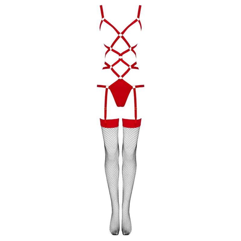 LIVCO CORSETTI FASHION -  THIARA LC 20213 SET BODY + MEDIAS ROJA S/M