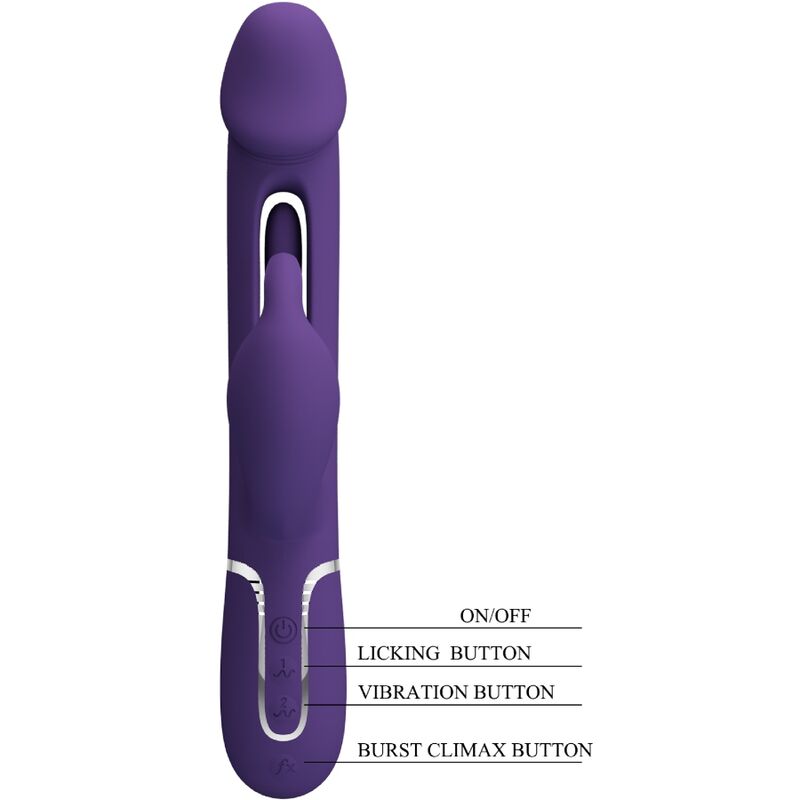 PRETTY LOVE - KAMPAS RABBIT MULTIFUNKTIONSDILDO 3-IN-1 MIT ZUNGE VIOLETT