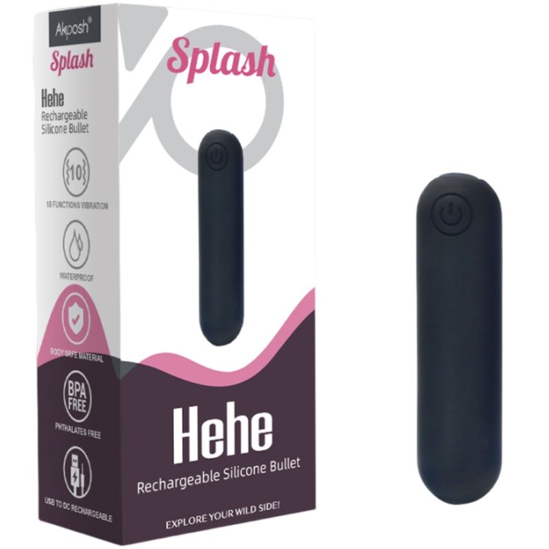 ARMONY -SPLASH HEHE BULLET VIBRATOR SILIKON 10 VIBRATIONSSTUFEN 65 X 15 CM SCHWARZ