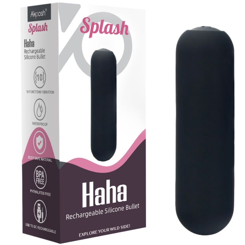 ARMONY - SPLASH HAHA VIBRATOR KUGEL SILIKON 10 VIBRATIONEN 75 X 19 CM SCHWARZ