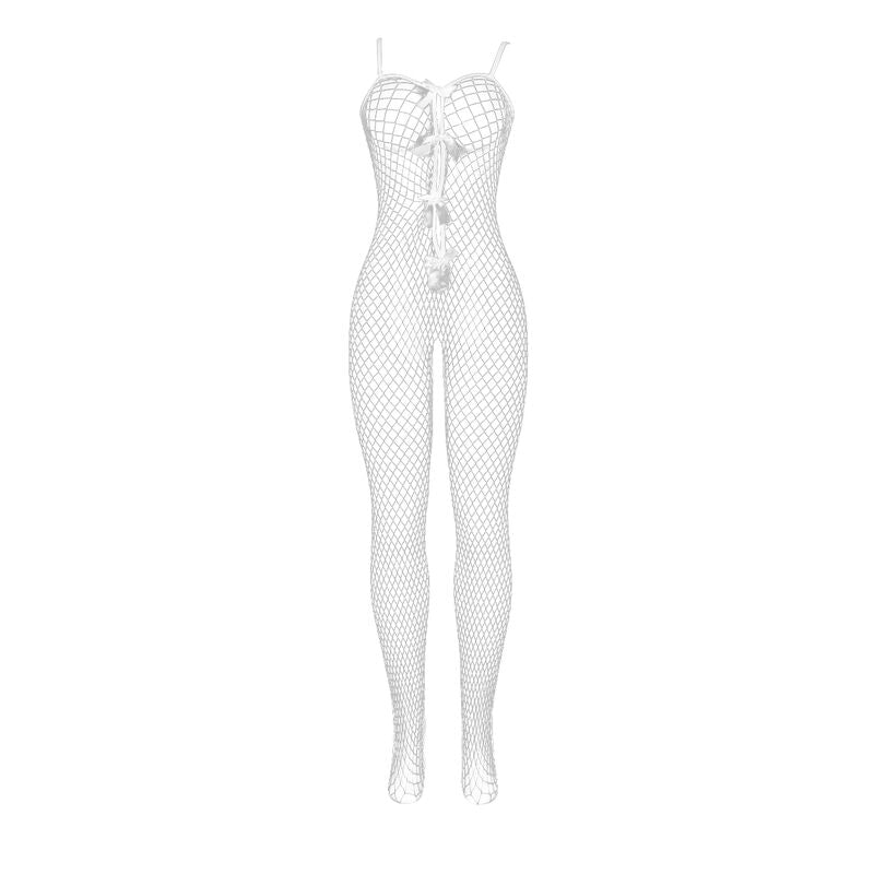 SUBBLIME - 951740 BODYSTOCKING AUS WEISSEM NETZ MIT OFFENEM SCHRITT UND SCHLEIFEN - EINHEITSGRÖSSE