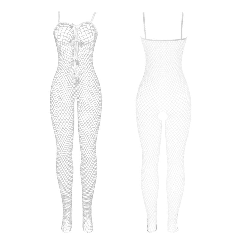 SUBBLIME - 951740 BODYSTOCKING AUS WEISSEM NETZ MIT OFFENEM SCHRITT UND SCHLEIFEN - EINHEITSGRÖSSE