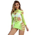 SUBBLIME - 952280 ELASTISCHES NETZKLEID LANGARM GRÜN EINHEITSGRÖSSE